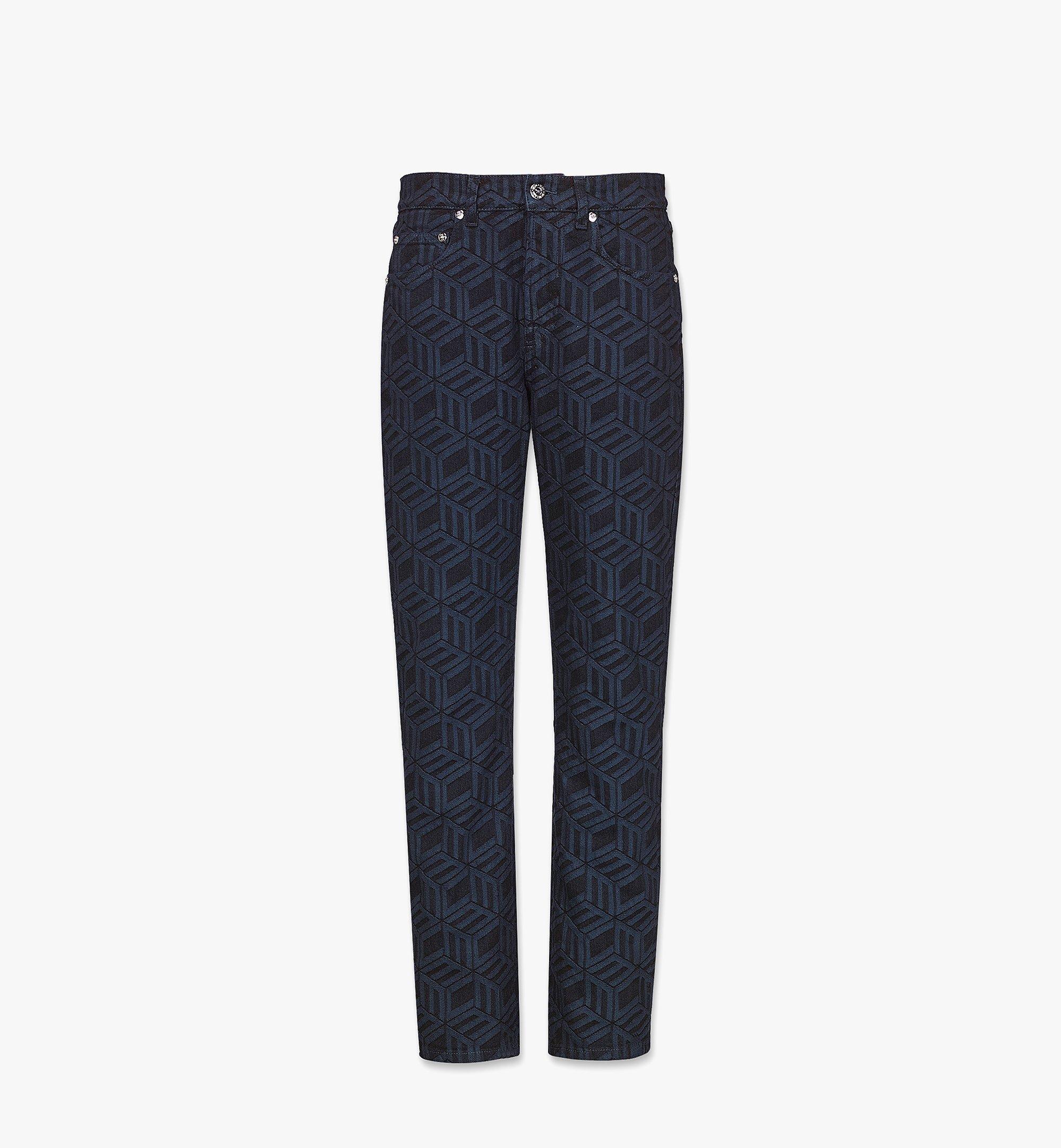 Women’s Cubic Monogram Jacquard Denim Jeans in Sustainable Cotton 1